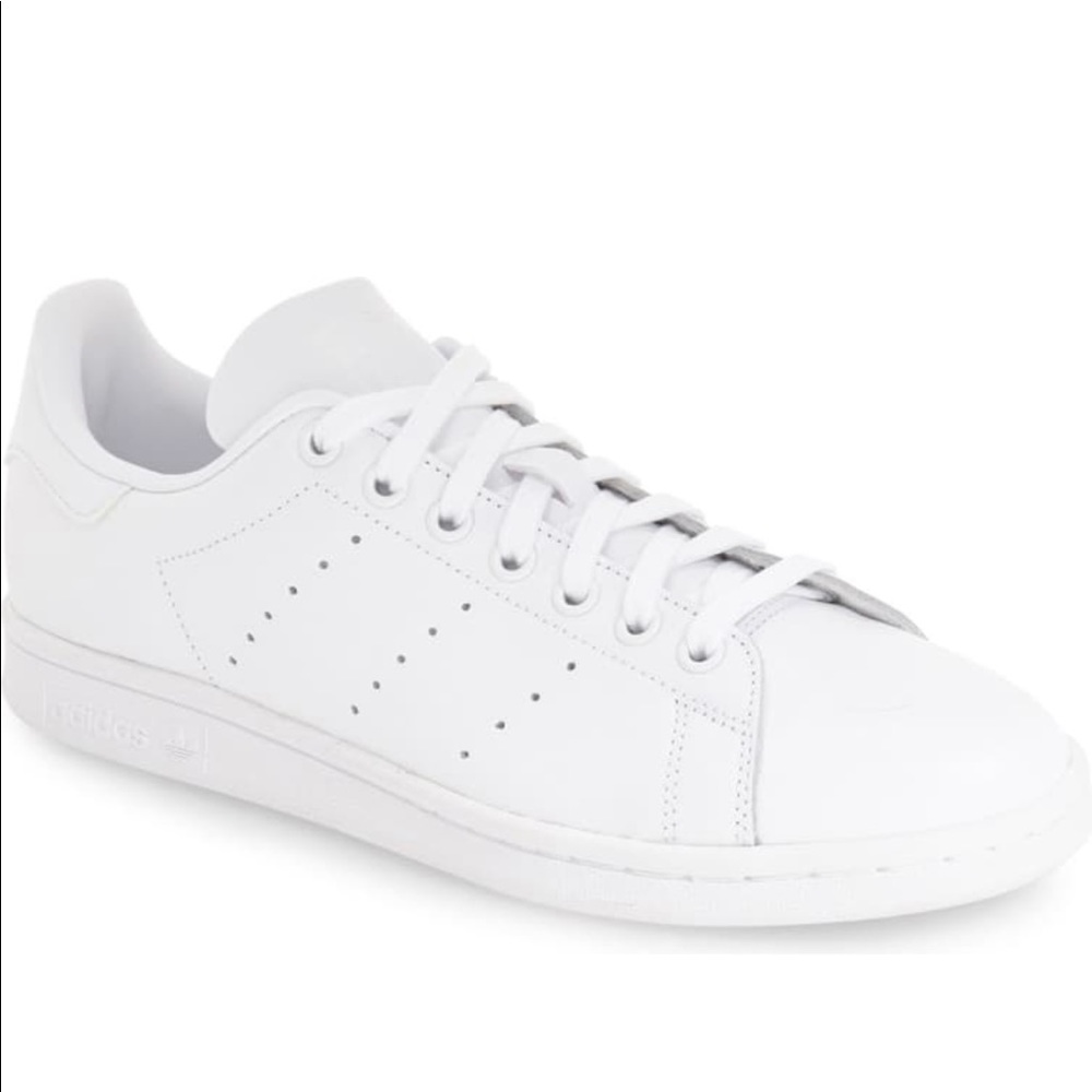 All White Adidas Stan Smiths
